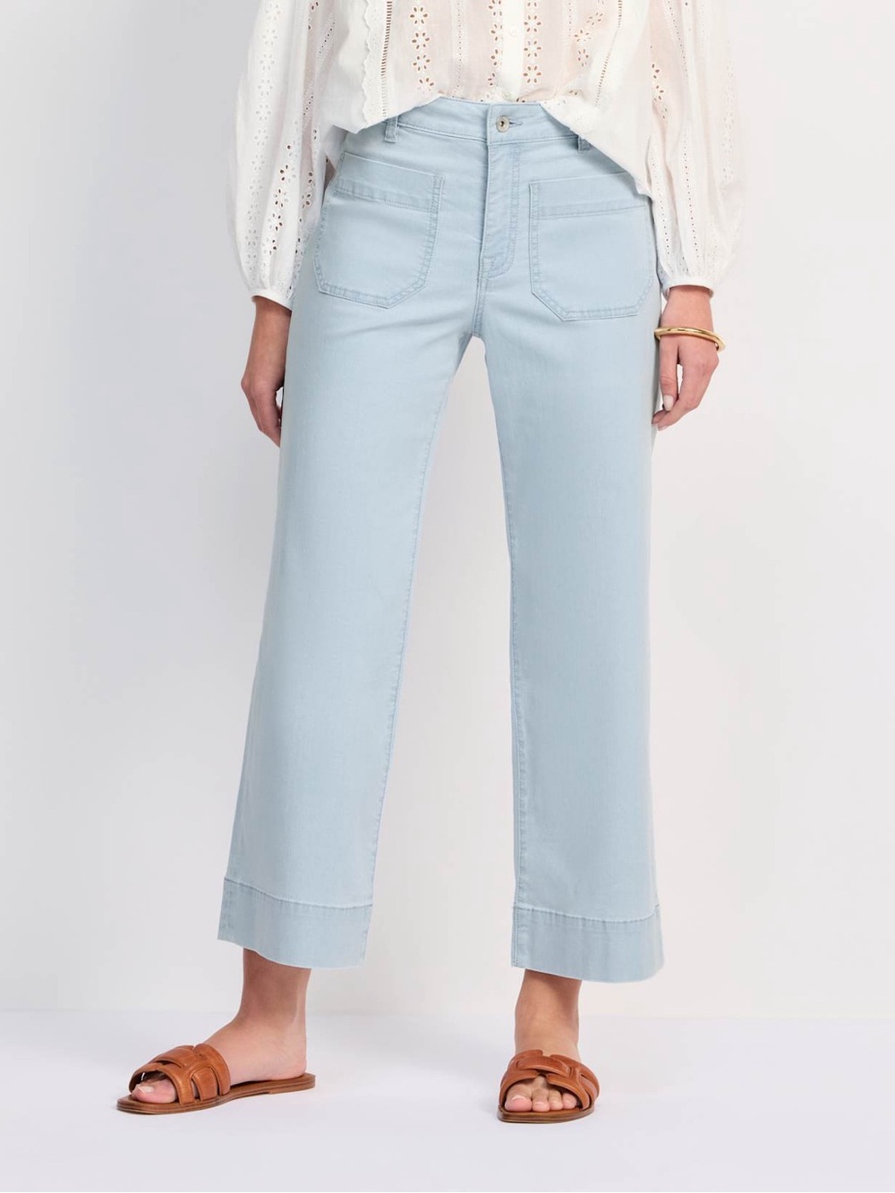Sanctuary Marine Crop Wide Leg Pants - Ultra Pale Blue
